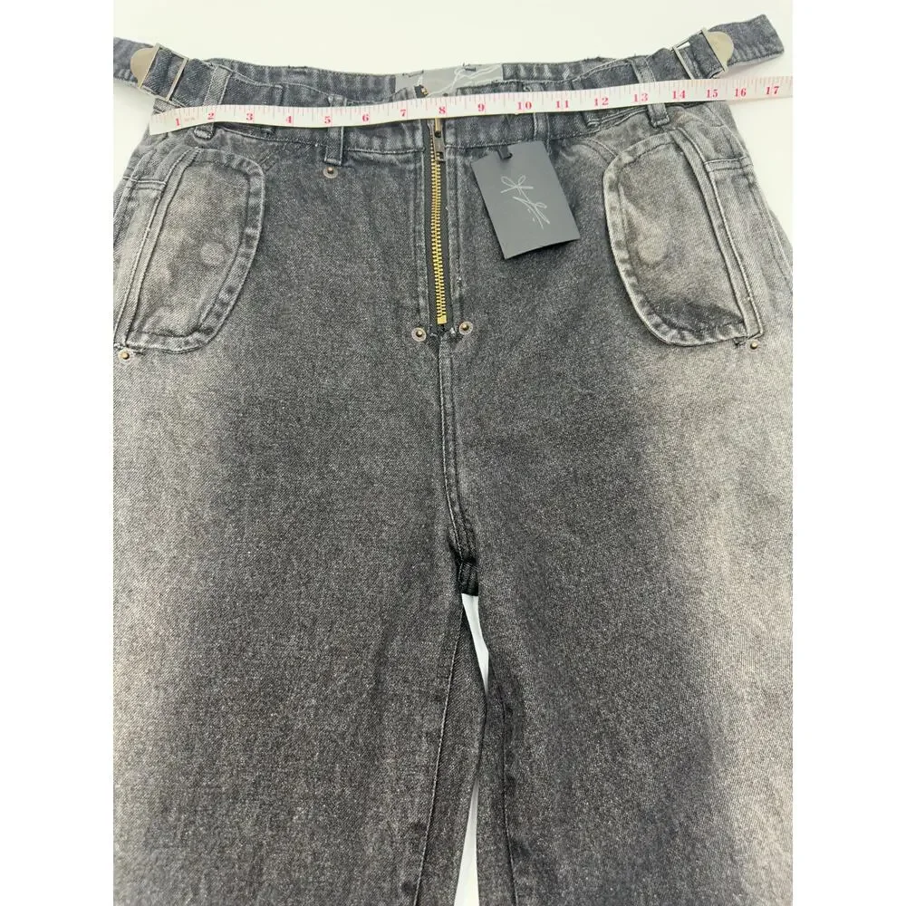 NWT Fine Culture Two-Tone Denim Jeans Men’s S (W28 L32) Black Wide Baggy Street - Picture 9 of 9